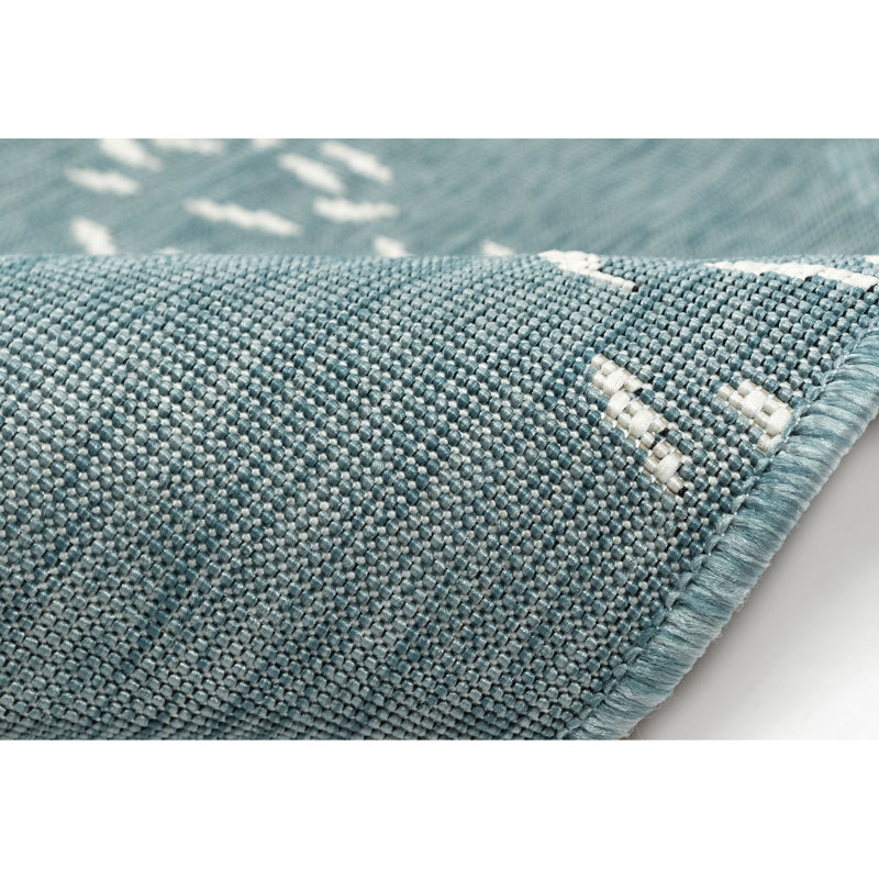Tapis bleu turquoise tissé à la machine