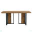 Ensemble de table et de chaises. Ensemble de table de salle à manger en bois aggloméré texturé avec 6 chaises en suède brun.