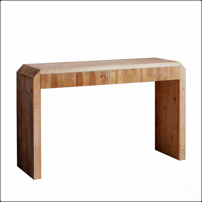 Console rustique en bois avec tiroir - Design minimaliste, texture nervurée et finition naturelle