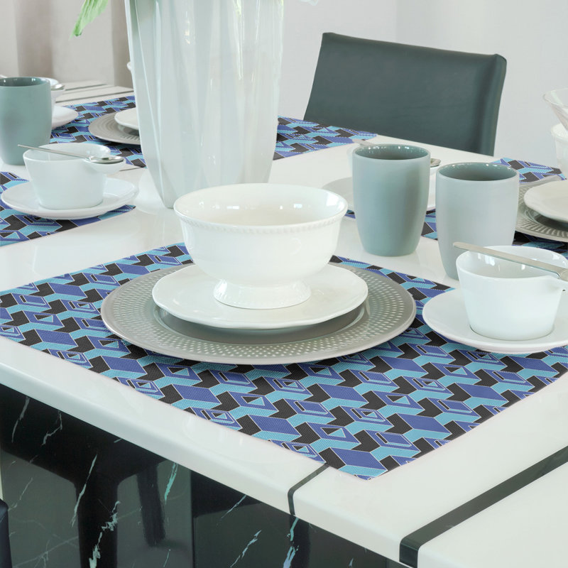 Napperon classique en coton 18 po Skyscraper, Bleu / bleu sarcelle, polyester