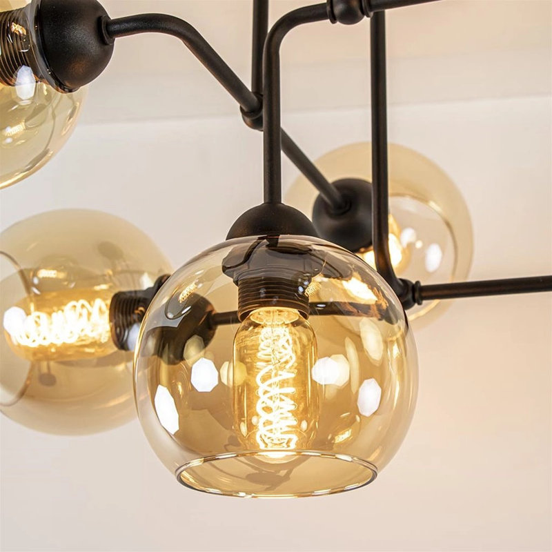 Glass Semi Flush Mount, Black