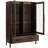 60" High Display Cabinet with 2 Storage Drawers Pantry with Glass Door and LED Lighting-261541702