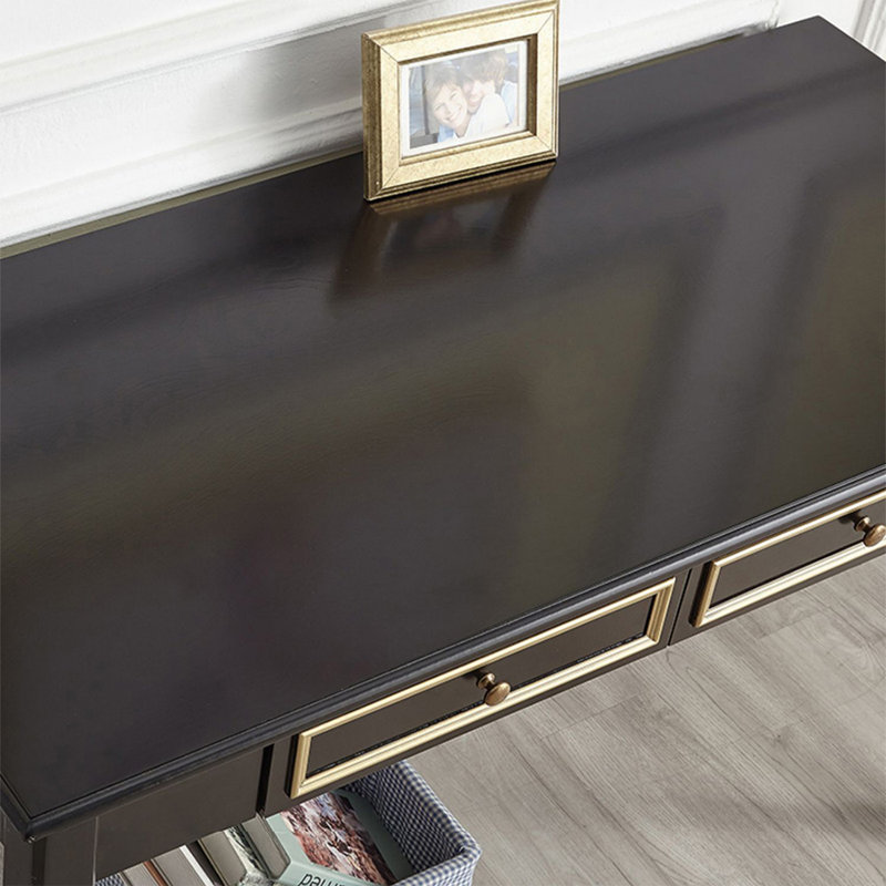 Bureau rectangulaire en bois massif noir avec 2 tiroirs, 29,92 po H x 47,24 po L x 27,56 po P