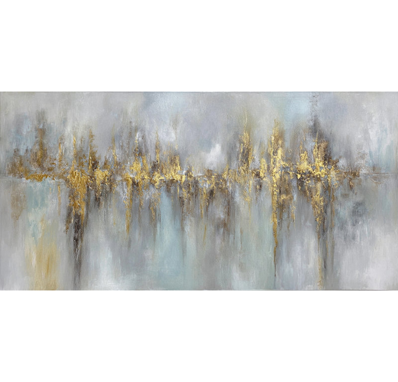 «Quiet Gold Pulse», art mural sur toile tendue, L 55 po x H 27,5 po x P 1,5 po