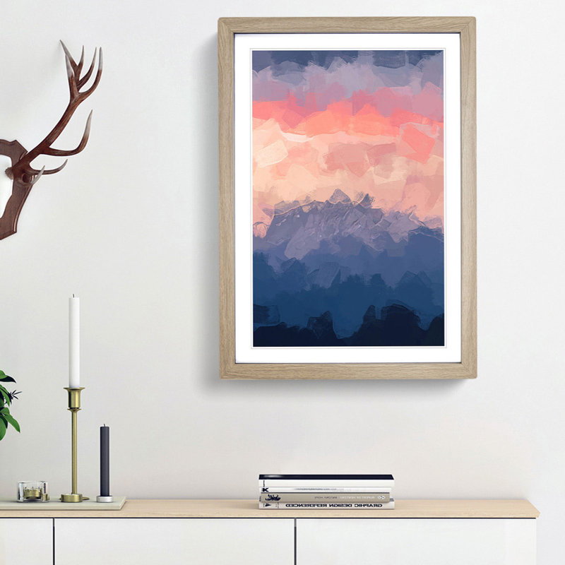 Swiss Mountain in Abstract - Framed Print, 36cm H x 27cm W x 2cm D, Oak Framed