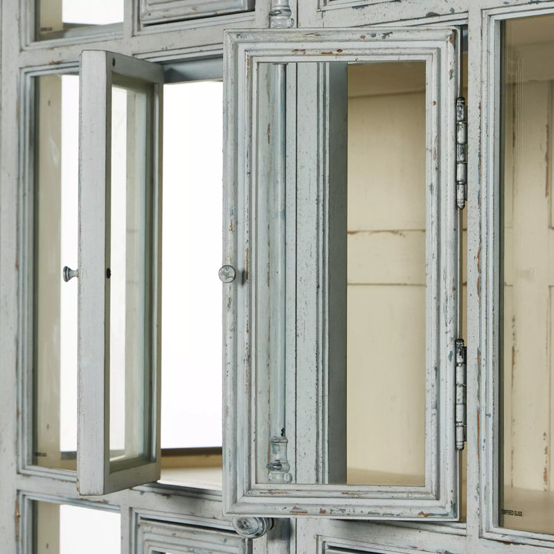 Loami China Cabinet, Distressed Gray Blue Veneer