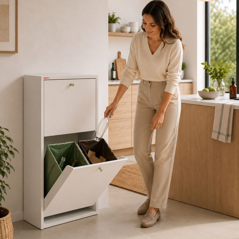 Nicoles 80 Litre Multi-Compartments Trash & Recycling Bin