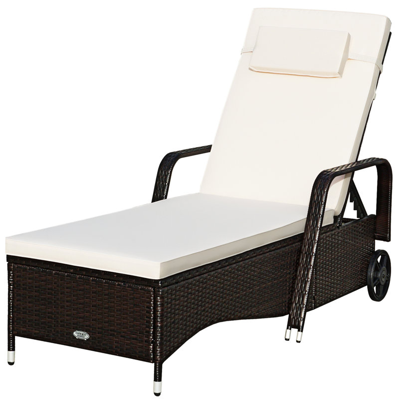 Chaise longue inclinable avec coussin Sanstead, Crème