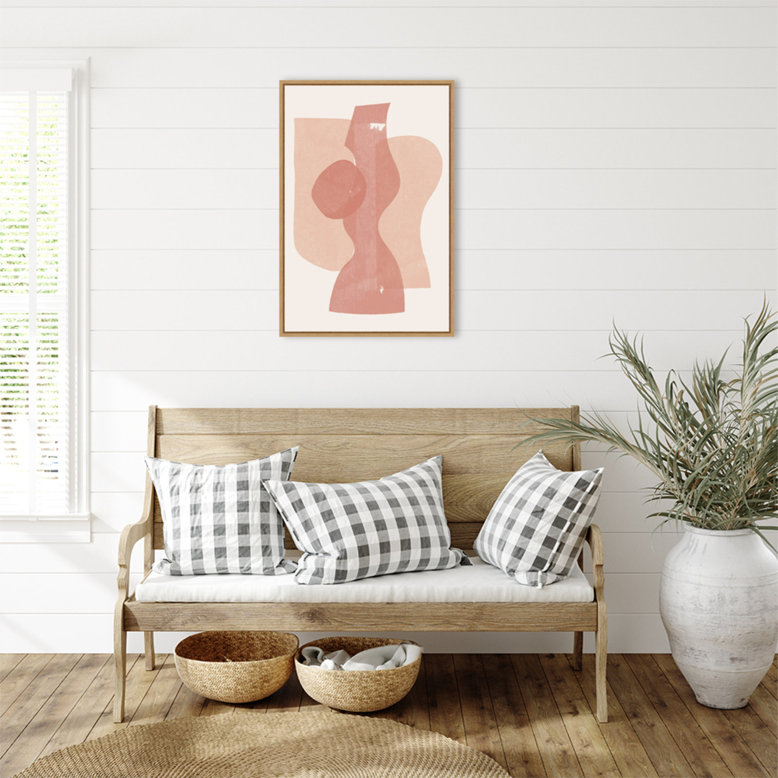 Peach Paper Cut Composition No 1 by The MIUUS STUDIO Framed Canvas Wall Art Print, 33" H x 23" W