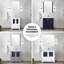 Bleu marine 54 po W Meuble-lavabo simple avec armoires latérales, comptoir en céramique blanche, miroir 28 po, fermeture en douceur, beaucoup de rangement, surface de travail à gratter et à teindre