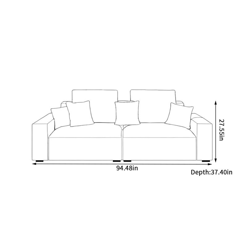 Canapé de salon moderne et confortable, 4, H 27,55 po x l 94,48 po x P 37,4 po
