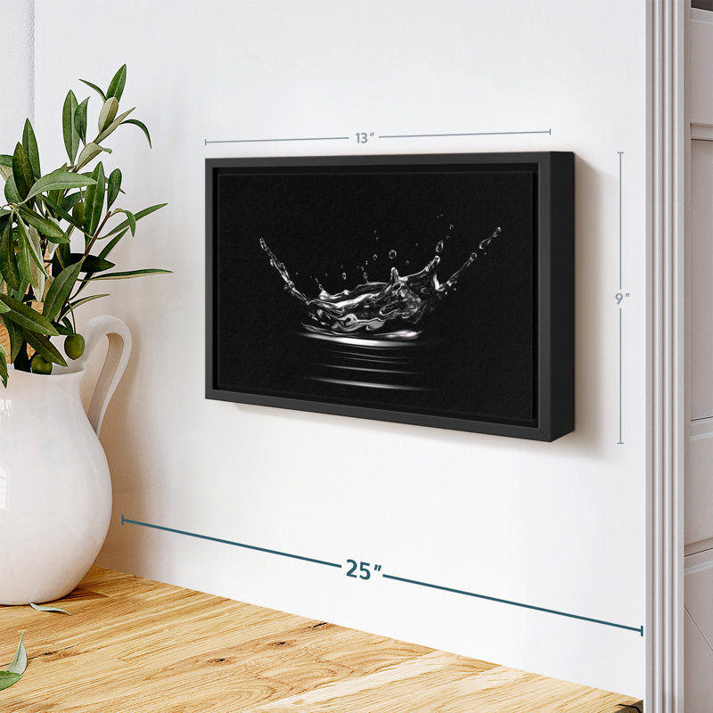 Nature "Art mural éclaboussure d'eau monochrome", H 9 po x l 13 po