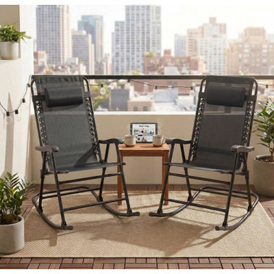 Ensemble de 2 chaises berçantes pliantes pour le patio