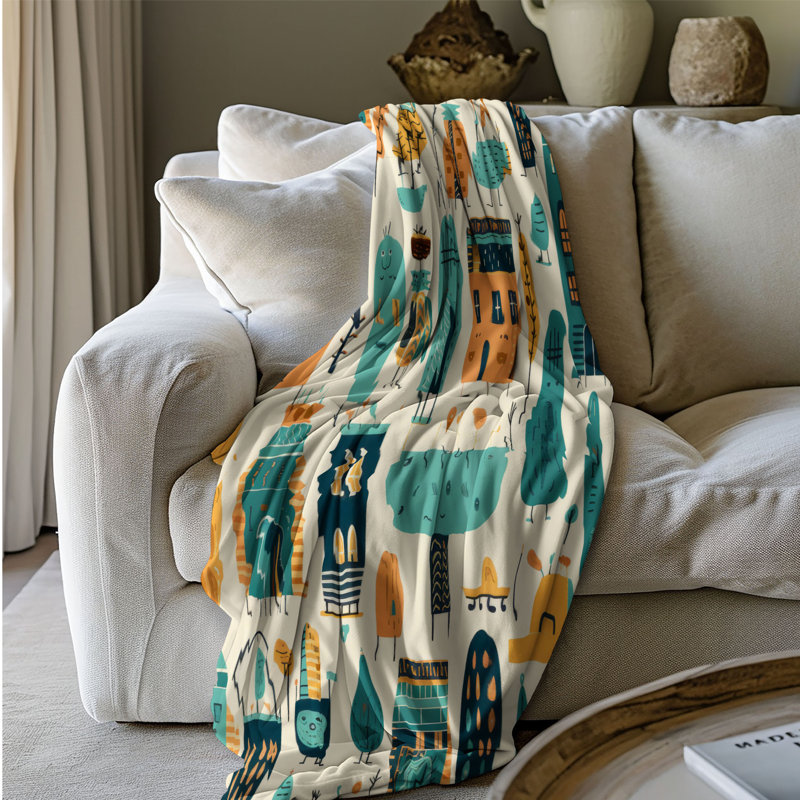 Couverture excentrique Urban View - 1 pièce Sherpa Premium, Lit simple