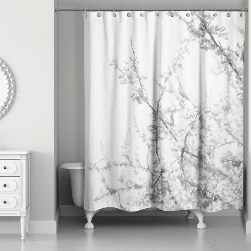 Ester Floral Shower Curtain, Gray