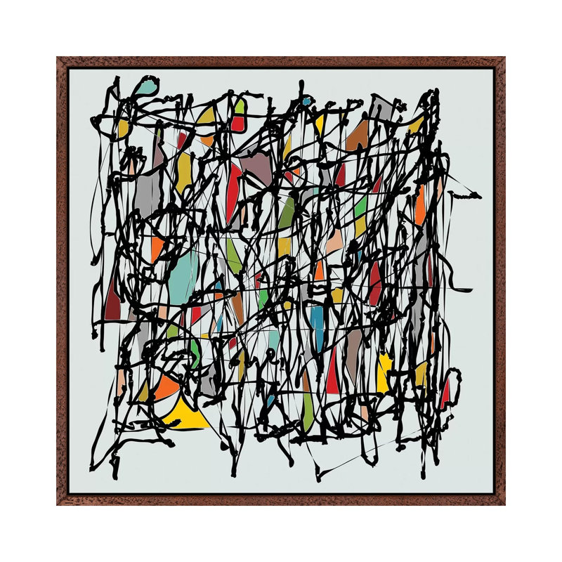 Pollock Wink II by Angel Estevez - Print on Canvas, Classic Brown Wood Framed, 93.98cm H x 93.98cm W x 3.81cm D