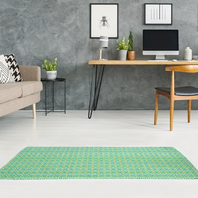 Tapis de couleur verte losanges ligné