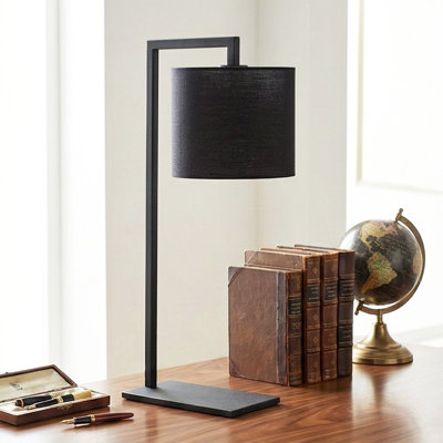 Metal Body Cylinder Fabric Cap Table Lamp