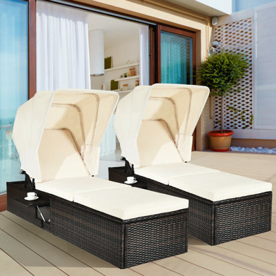 Mathabane Sun Lounger Set with Cushion and Table by Ebern Designs
