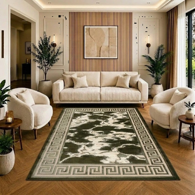 Abstract Kilim, Green, Rectangle 200 x 290 cm