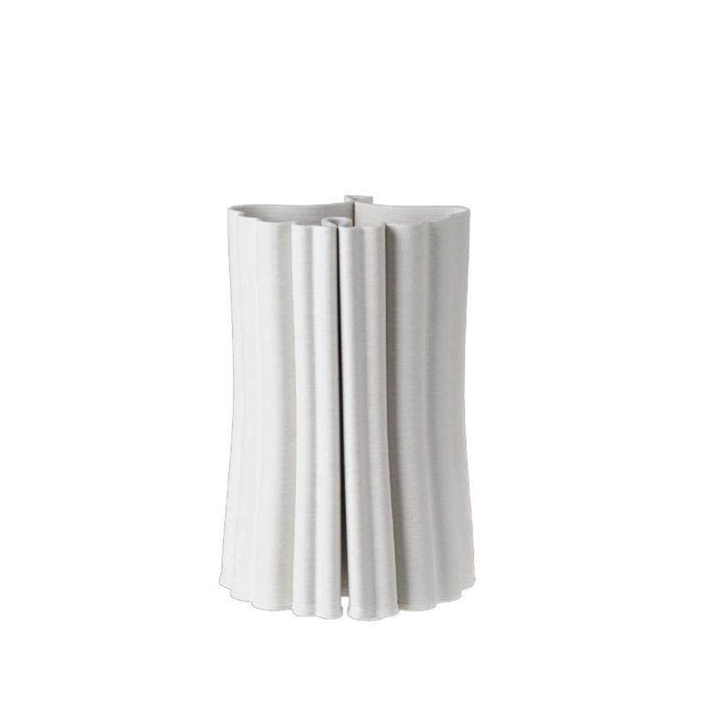 White 3D Printed Ceramic Vase Dia 6.2" Sm