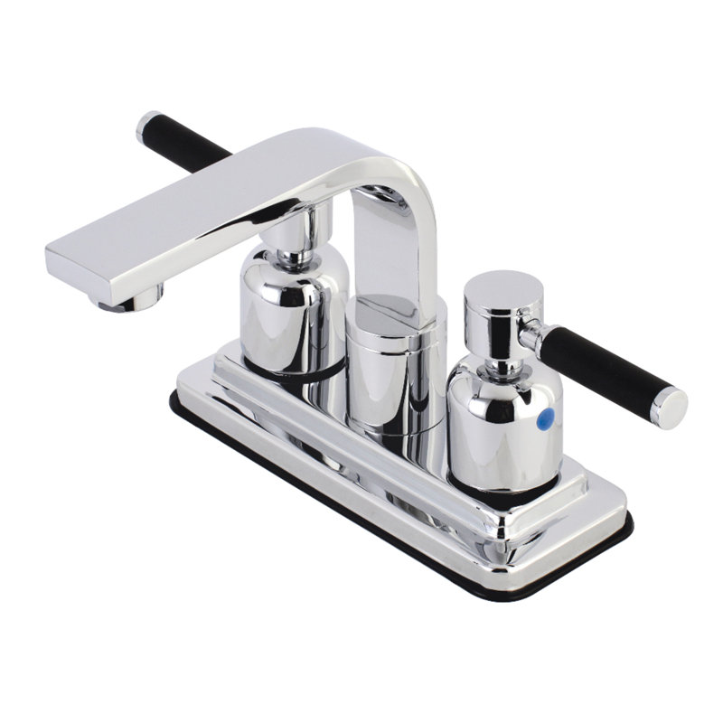Kingston Brass Kaiser Two-Handle 2-Hole Deck Mount 4" Centerset Bathroom Faucet with Push Pop-Up, Polished Chrome