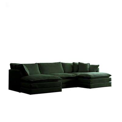 U-Shaped Sectional Sofa W/Reversible Footrest, 5-Seater Convertible Corner Couch With 2 Ottomans ,Modern Minimalist Soft Sofa & Couch For Living Room , Chenille