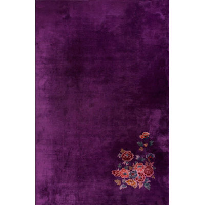Minimalist Rich Purple Color Antique Art Deco Chinese Carpet