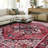 Traditional Machine Washable Area Rug with Non-Slip Backing,Red -329370483
