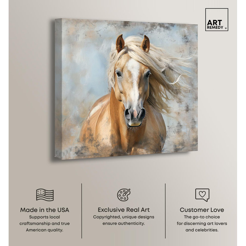 Rustic Brown and Beige Canvas Horse Wall Art, 12" x 12"