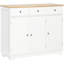 Armoire de rangement blanche avec comptoir en bois massif, 3 tiroirs, portes et tablette réglable pour unité de cuisine - portes, organisées