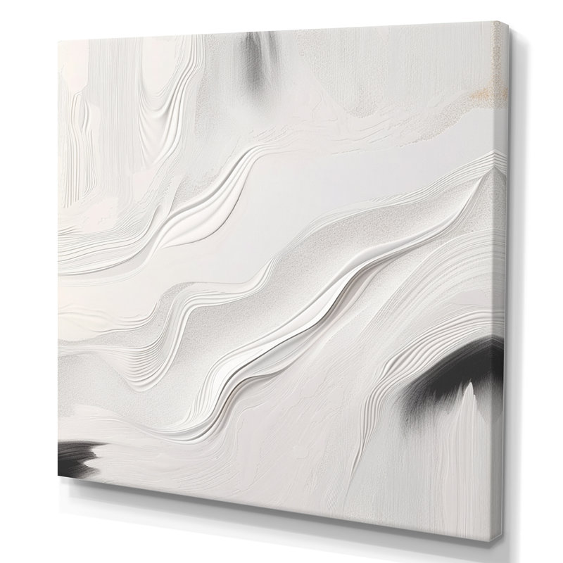 «White and Grey Ripples Of Stone V», impression sur toile encadrée en marbre abstrait, H 16 po x l 16 po x P 1 po