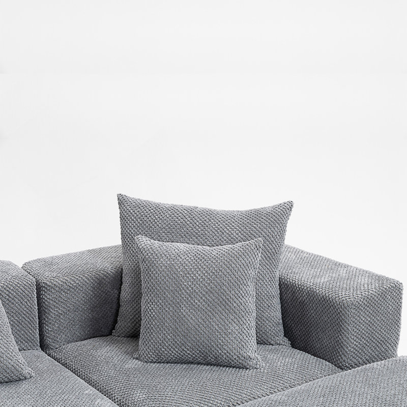 111.02" W × 37.01" D × 23.62" H Modular 3-Seat Sectional Sofa, All-Foam Deep-Seat Couch With Textured Chenille, Gray Fabric