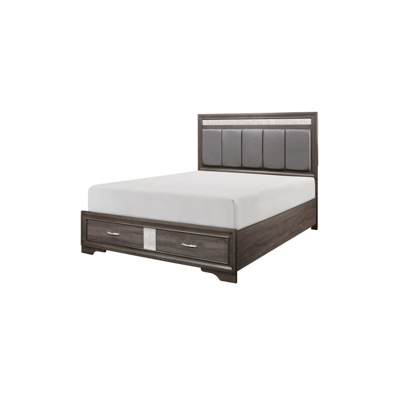 Ensemble de chambre à coucher standard Amorita, Gris, Grand, 3 Pieces: Bed, 2 Nightstands