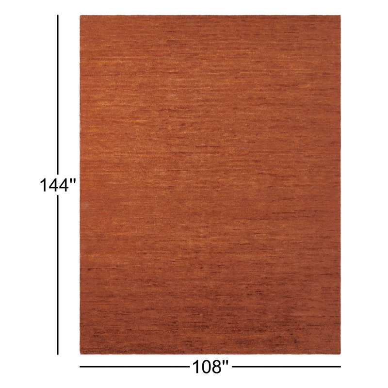 Axim Sunset Ember Hand-Knotted Wool Area Rug, Rectangle 9' x 12'