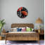 Horloge murale asiatique en verre trempé, rouge, noir, or-490804622-490804593