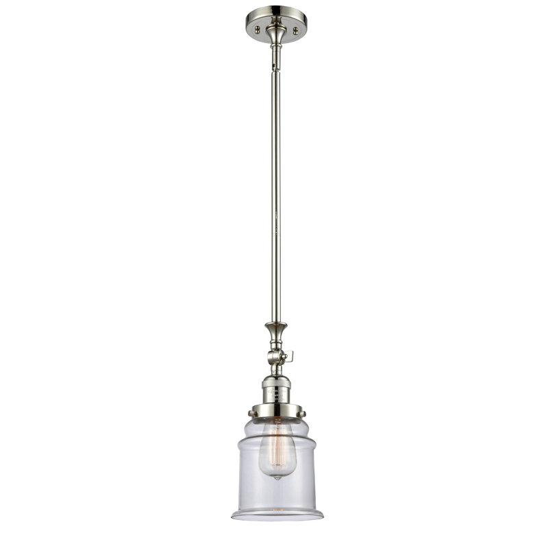 Alexandira 1 - Light Single Pendant, Clear, 6 Watt Vinage LED Bulb, Polished Nickel