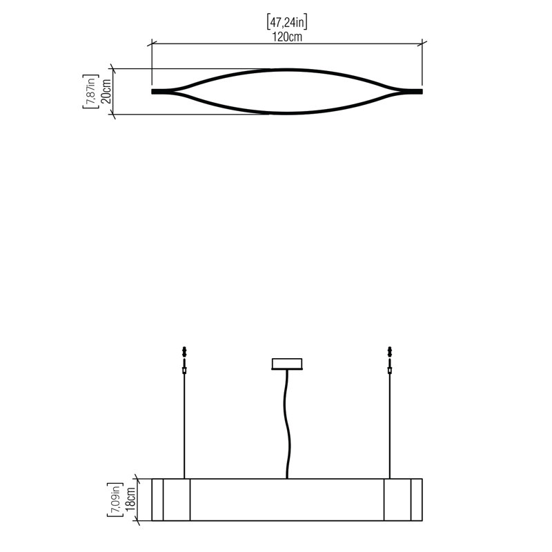 Canoa 1 - Light LED Pendant, 7.09" H x 47.24" W x 47.24" D, Organic White