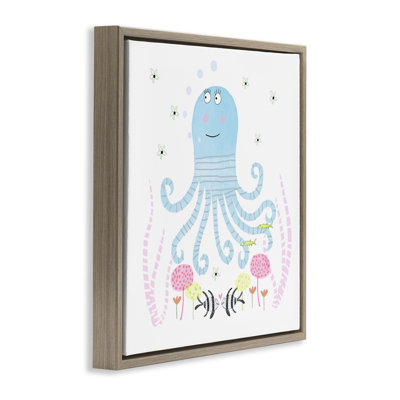 Baby Octopus & Flowers Floating Frame, design by Carla Daly