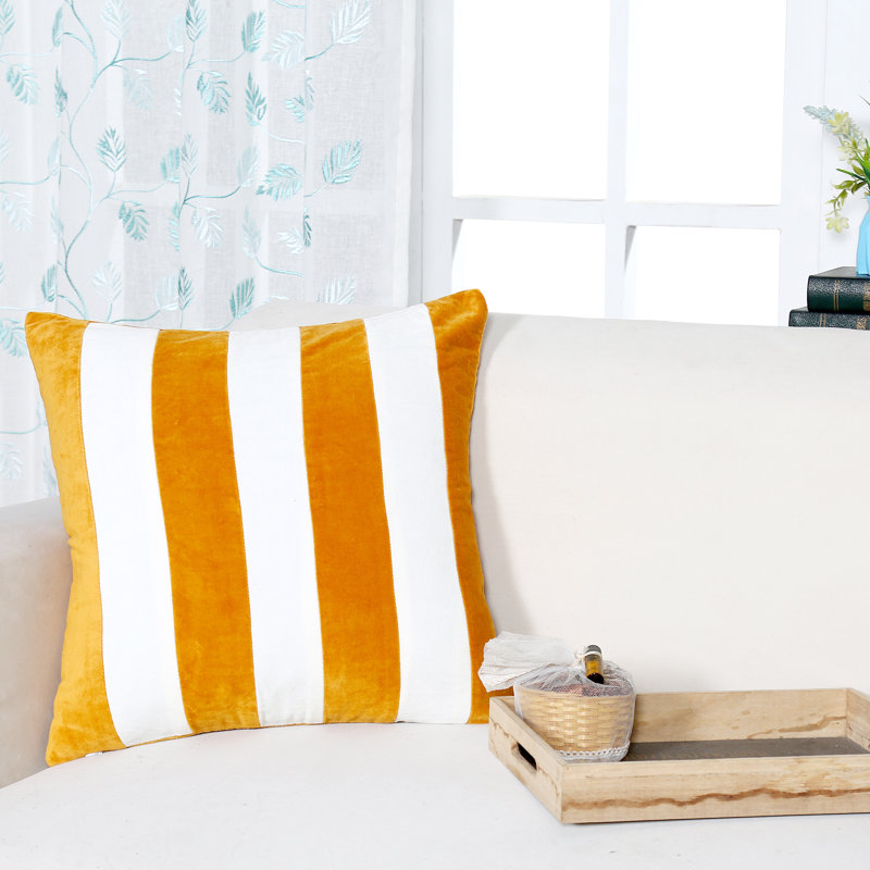 Striped Velvet Throw Pillow, Gold