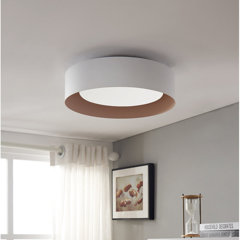Plafonnier encastré 15,7 po Savita, Blanc/naturel