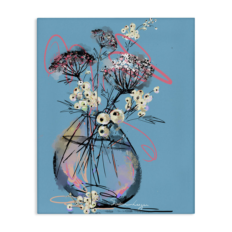 Toile abstraite «Snowberries», conception par Susan Lugar, H 30 po x l 24 po