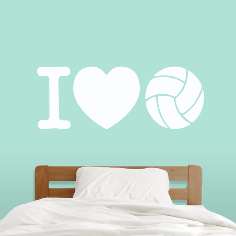 Décalcomanie murale i love volleyball, Blanc