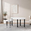 Ensemble de tables gigognes 47,2 pouces avec rotation à 360 °, plateau en pierre frittée et pieds en bois massif, blanc et noir élégant