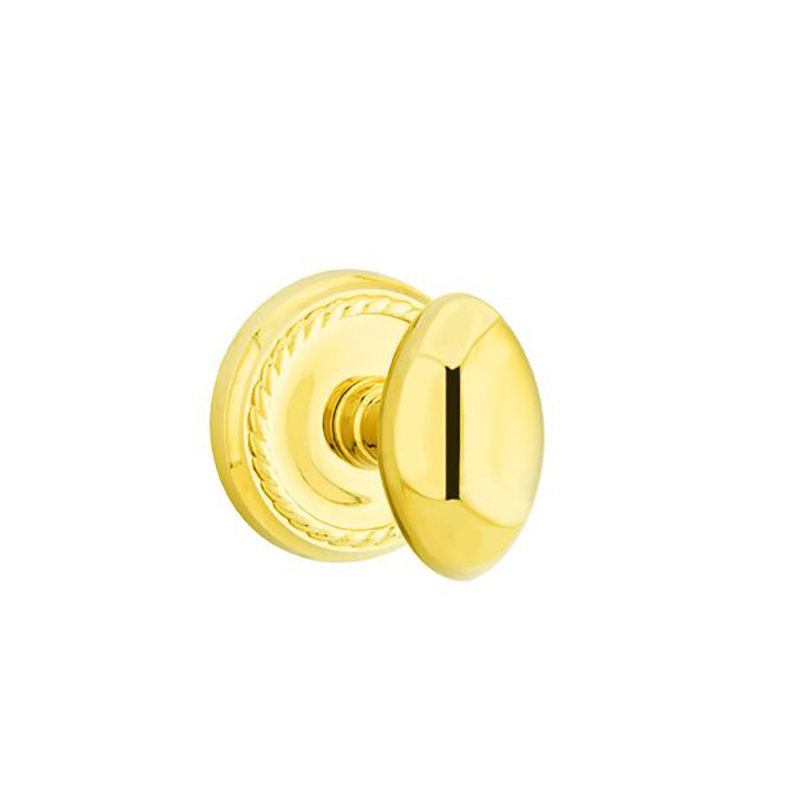 Ensemble de boutons d'intimité avec rosette et bouton à œufs Emtek, Laiton poli