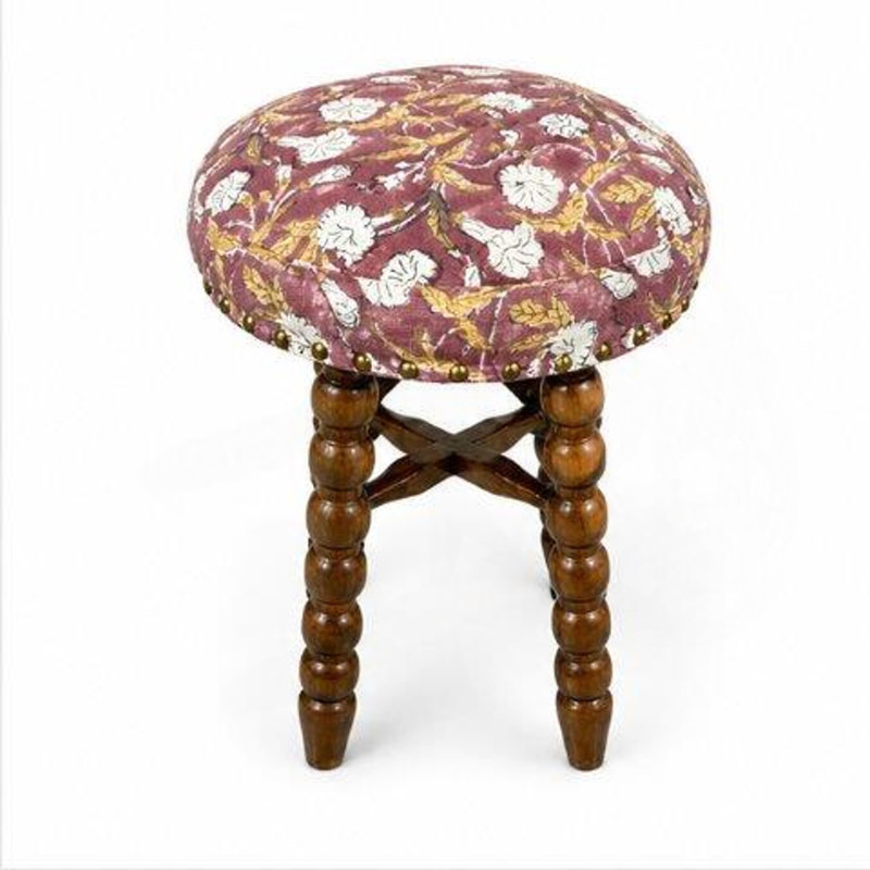Tabouret de bar en bois d'acacia massif avec dossier et siège rembourré