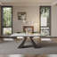Modern Dining Set With 110.2'' Extendable Sintered Stone Dining Table And 8 Fabric Arm Chairs-663404023