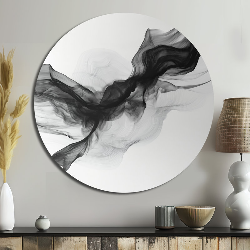 «Monicol Drift» - art mural abstrait en métal rond, L 29 po x H 29 po