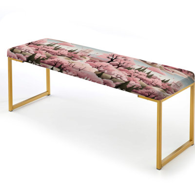 Fairytale Castle For Girl Bedroom - Kids Bedroom Upholstered Gold Bench
