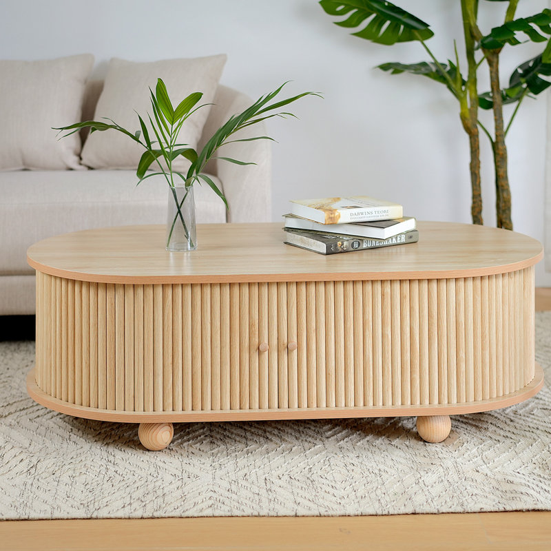 TABLE LATÉRALE DE RANGEMENT OVALE EN MDF